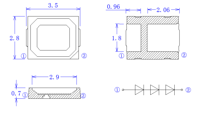Светящий Pct 9V 3v 1w привел 2835 обломок красное Smd