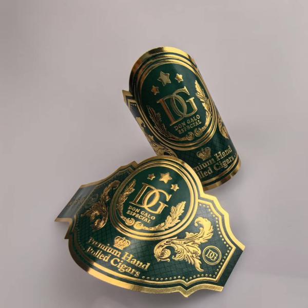 High Quality Custom Cigar Ring Label Sticker Waterproof  OEM Vinyl UV Printed Cigar Ring Private Branding Cigar Label Sticker