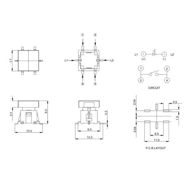 Self Lock Illuminated Tact Switch 100,000 Cycles DC 5v Led Push Button