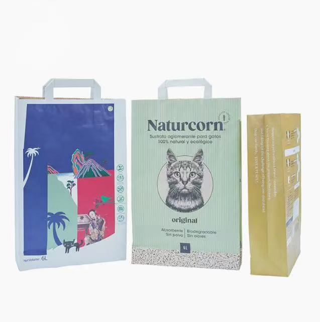 Leak Resistant Cat Litter Disposal Bags Biodegradable Kraft Paper Customizable Logo