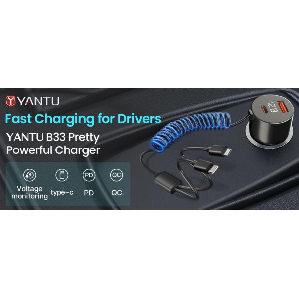 High Power 12V 24V PD QC 3.0 USB-C Dual Type-C Car Charger for Laptop and Mobile Phone