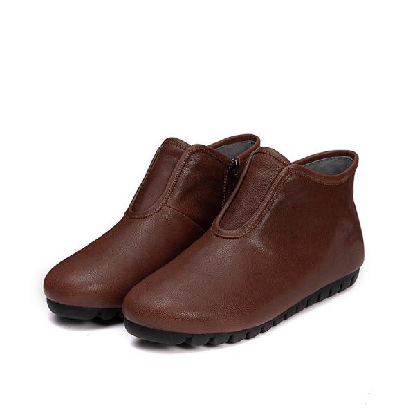S075 Autumn and winter new fashion boots women retro handmade leather elastic flat zipper women's short boots