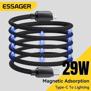 ESSAGER ES-X56 1M PD 29W 3A 高速充電 Type C to L マグネットデータケーブル (iPhone用)