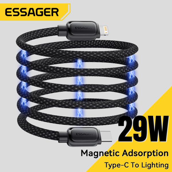 ESSAGER ES-X56 1M PD 29W 3A 高速充電 Type C to L マグネットデータケーブル (iPhone用)