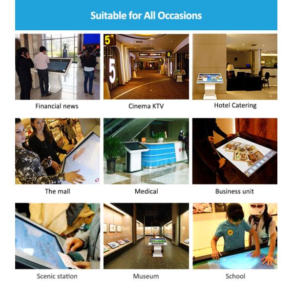 стойка пола сенсорного экрана 65 дюймов с 1080p дисплеем, дисплей киоска цифров с монитором инфракрасн андроида 4K полным HD