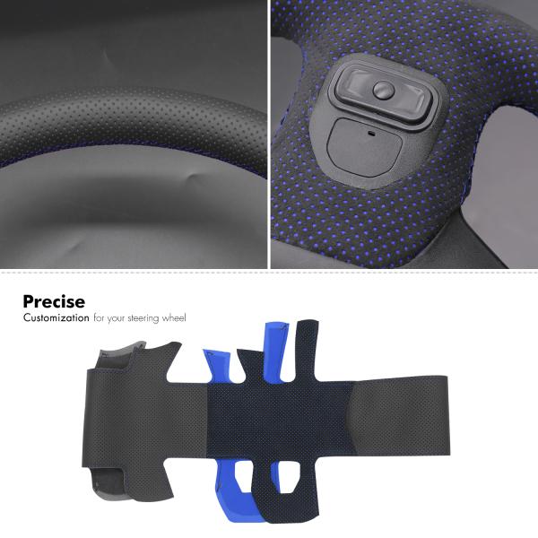 Hand Stitched Blue Luxurious Suede Steering Wheel Cover for Dodge RAM 1500 RAM 2019-2023