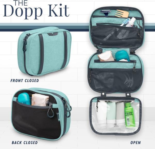 Ultralight Accessory Hanging Organizer Pouch Dusty Teal Makeup Custom Travel Bag with Brush Holder