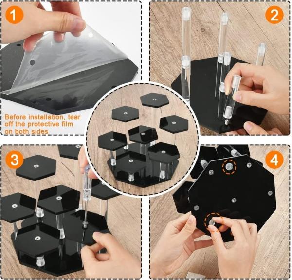 Black Acrylic Display Risers Stands Desktop Toy Action Figure Tiered Shelves