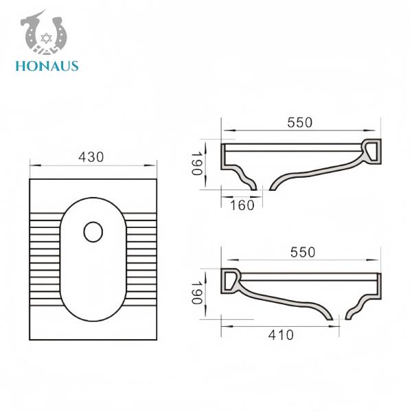 550*430*190mm Squatting Pan Toilet No S Bend Modern Anti Stain