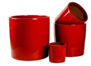 Exterior cerâmico 50x50cm redondo vermelho dos potenciômetros de flor grande