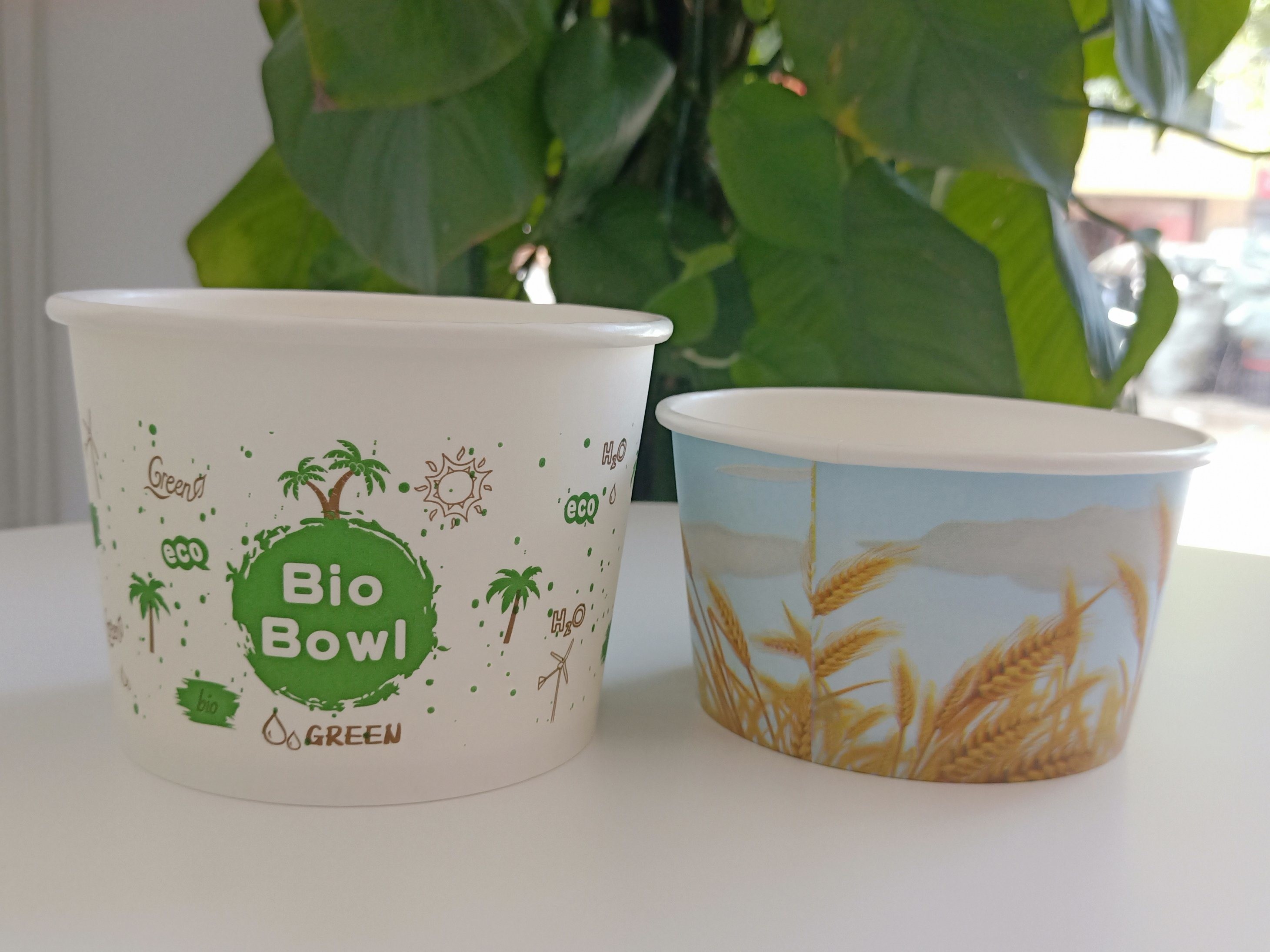 400-1800ml Round Paper Container Without PE Coated Bamboo Wood Material Plastic Free