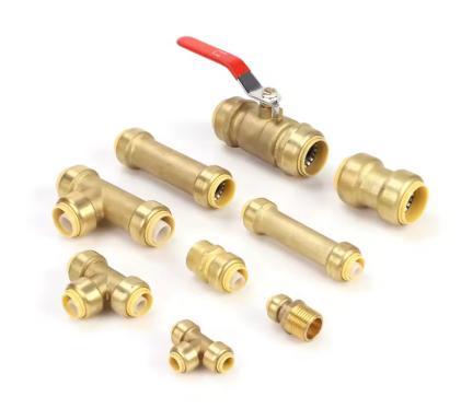 Brass Push Fit Fittings 1/2 Inch for PEX-AL Pipes Lead-Free