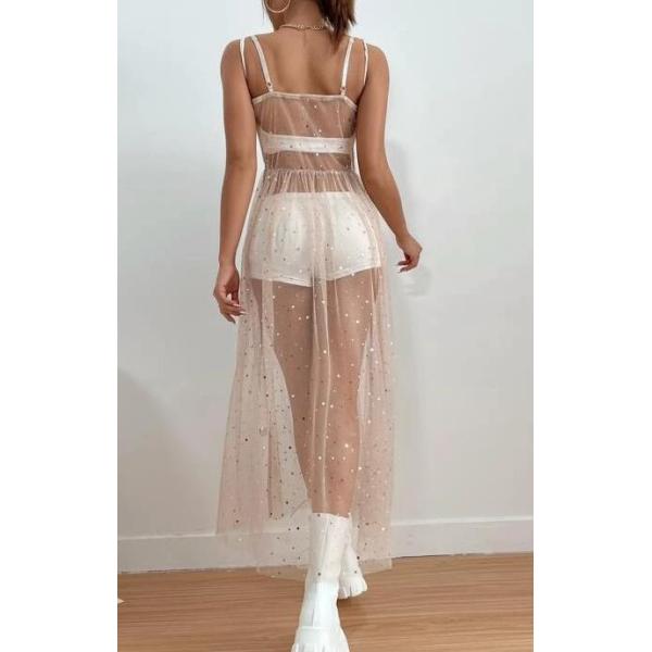 Бикини сетки слинга покрывает картину сексуального тонкого платья безрукавную твердую