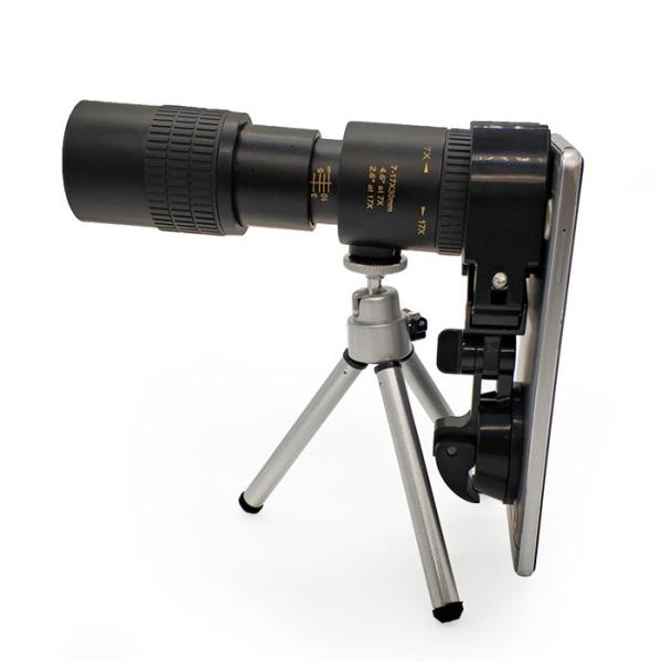 Caçando o telescópio 7x do monocular do zumbido do uso - 17x30 com resistência preta do patim