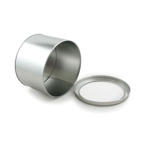 O chá feito sob encomenda fraco redondo de prata estanha a caixa, tampa do plástico dos cartuchos do chá do metal do produto comestível