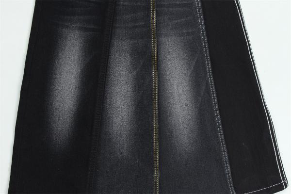 Full Lycra Satin Weave Black Black High Stretch Denim Fabric