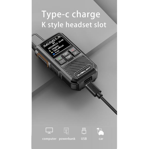 Type C Charger Wurui G1 Global Long Range 4G Two-Way Radio PTT Handheld Walkie-Talkie