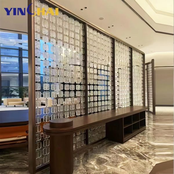 Customize Stainless Steel Screen Partition Steel Frame Room Divider With LED Light