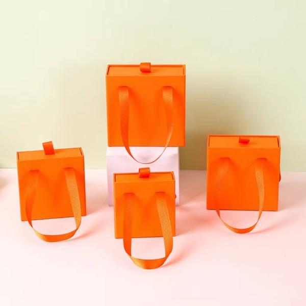 Gold Silver Foil Logo Paper Jewellery Packaging Sliding Drawer Box 9x9x3.4cm 8x8x3.2cm