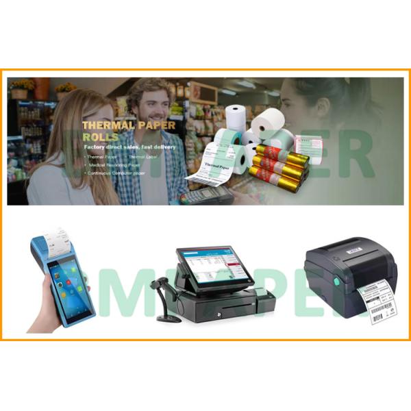 55gsm 80gsm Thermal Receipt Paper Jumbo Roll For POS / ATM 490mm BPA Free