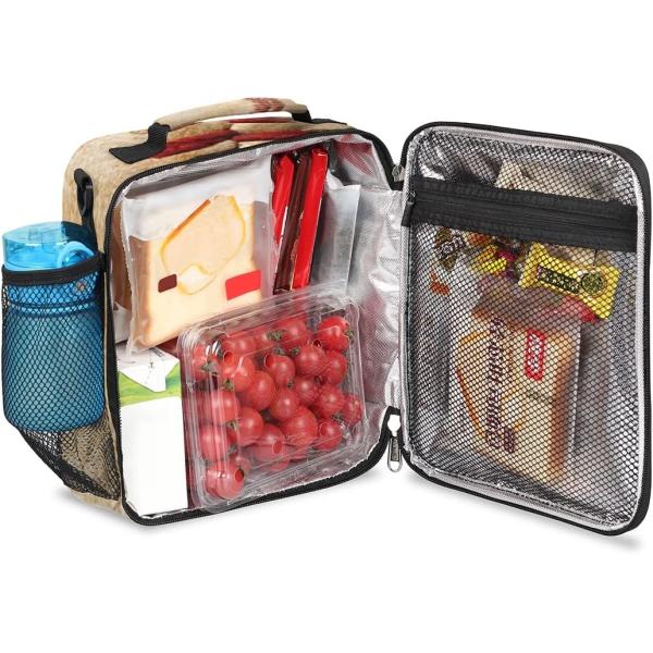 Kids Lunch Cooler Bag Insulated Baseball Prints Lunch Tote Bags