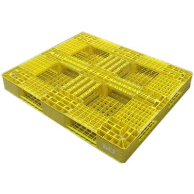 Do HDPE plástico amarelo superior do Euro das páletes da grade pálete plástica para o sistema do tormento