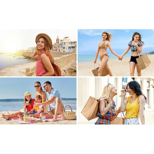 Beach Bag, Large Beach Bag For Women, Woven Straw Beach Tote Bag Waterproof, Weaving Swim Gym Shopping Travel Bag