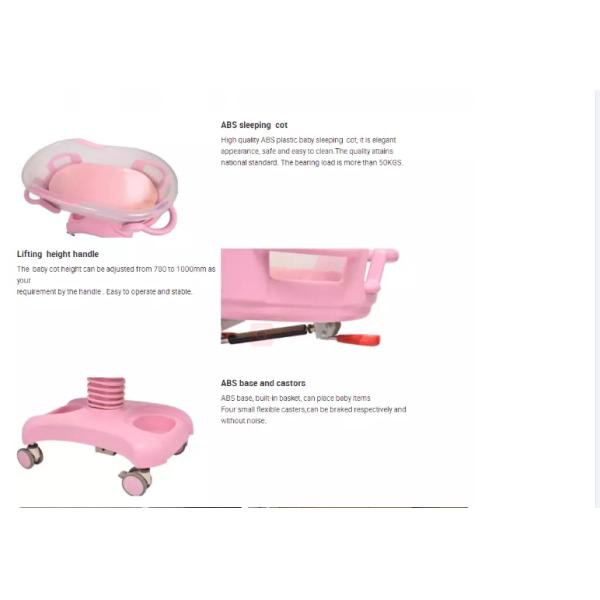 Pesebre ajustable inclinable del bebé del hospital del OEM de las manivelas del ABS dos