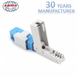 FTTH SC / UPC Fast Connector blue Field assembly Singlemode Flat Optical Fiber