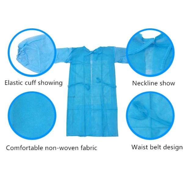 Disposable SMS PP+PE Medical Isolation Gowns Long Sleeve for Personal Care