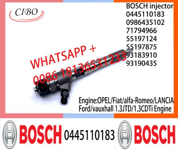Diesel Common Rail Injector 0445110183 0986435102 55197875 for OPEL/Fiat/alfa-Romeo/LANCIA/Ford/vauxhall 1.3JTD/1.3CDTi