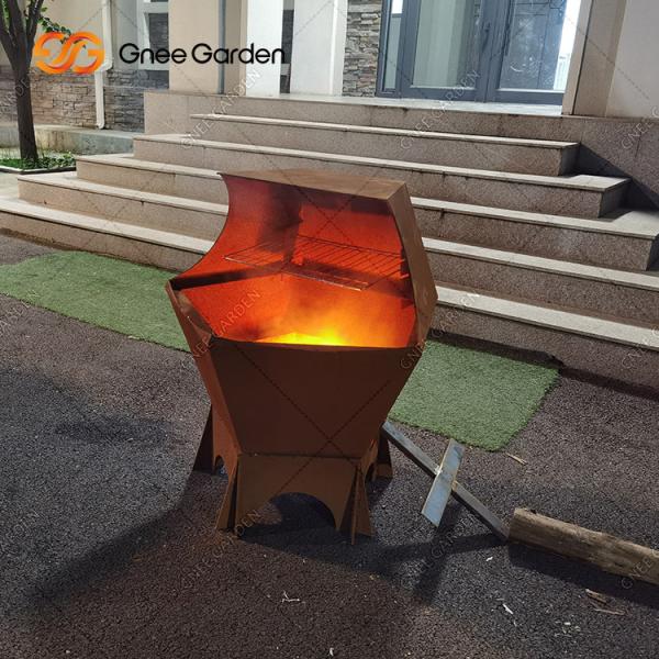 Simple Operation Corten Iron BBQ Charcoal Cooking Grill For Outdoor Party
