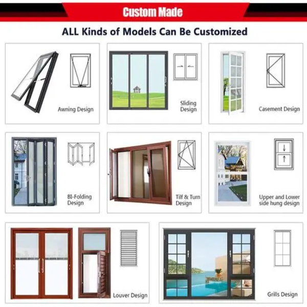 Aluminum Profile Windows And Door 6mm Thick Double Glazed Tempered Glass