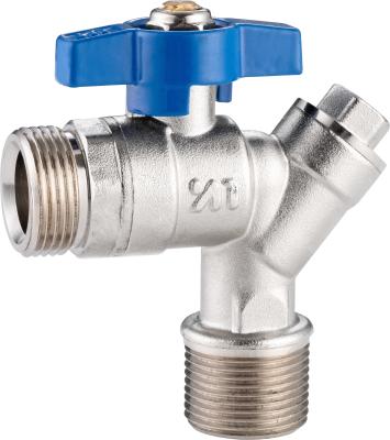 5102B Gas Stove Valve Brass Ball Valve Angle Type DN20 for Water Return Pipeline of Heating System w/ Built-in Strainer