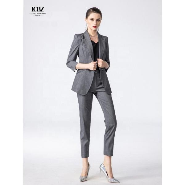 Женское офисное платье на заказ Тёмно-серый полосатый профессиональный рабочий костюм
