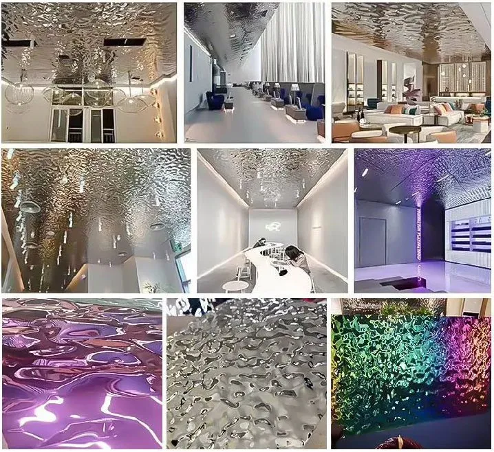 Metal 304 201 Stainless Steel Water Ripple Sheet Wall Metal Decorative Panel 0.6*1219*2438mm