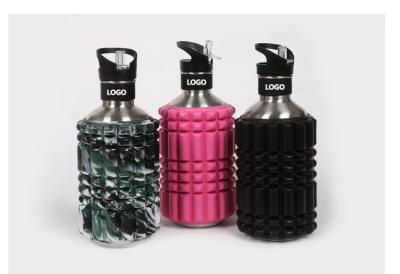 Fashion Multi-function drinking sports water roller bottle foam roller water bottle