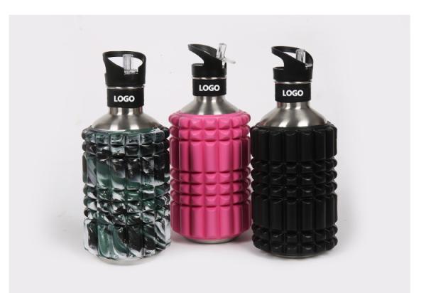 Fashion Multi-function drinking sports water roller bottle foam roller water bottle