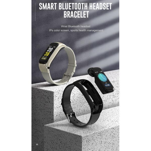 TY8 1.08 Inch 2 In 1 Wireless 5.0 Bluetooth Headset Bracelet 130mAh