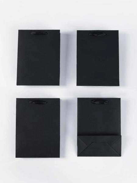 Custom Patterned Black Gift Paper Bag For All Occasions Offset/Flexo Printed