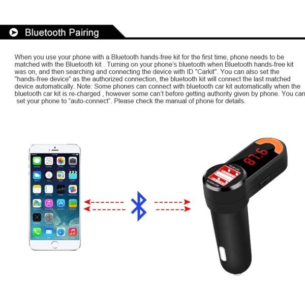 Wireless Bluetooth FM Transmitter With Dual USB Ports Car Charger