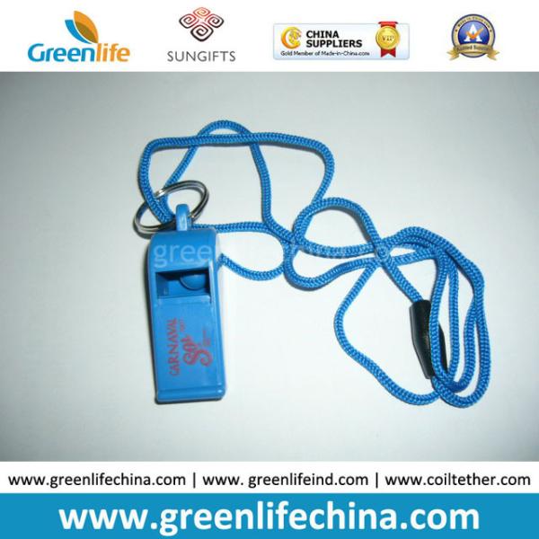 Cheap Plastic Whistle with Cord for Promotion Blue Transparent Whistle and Blue Combo