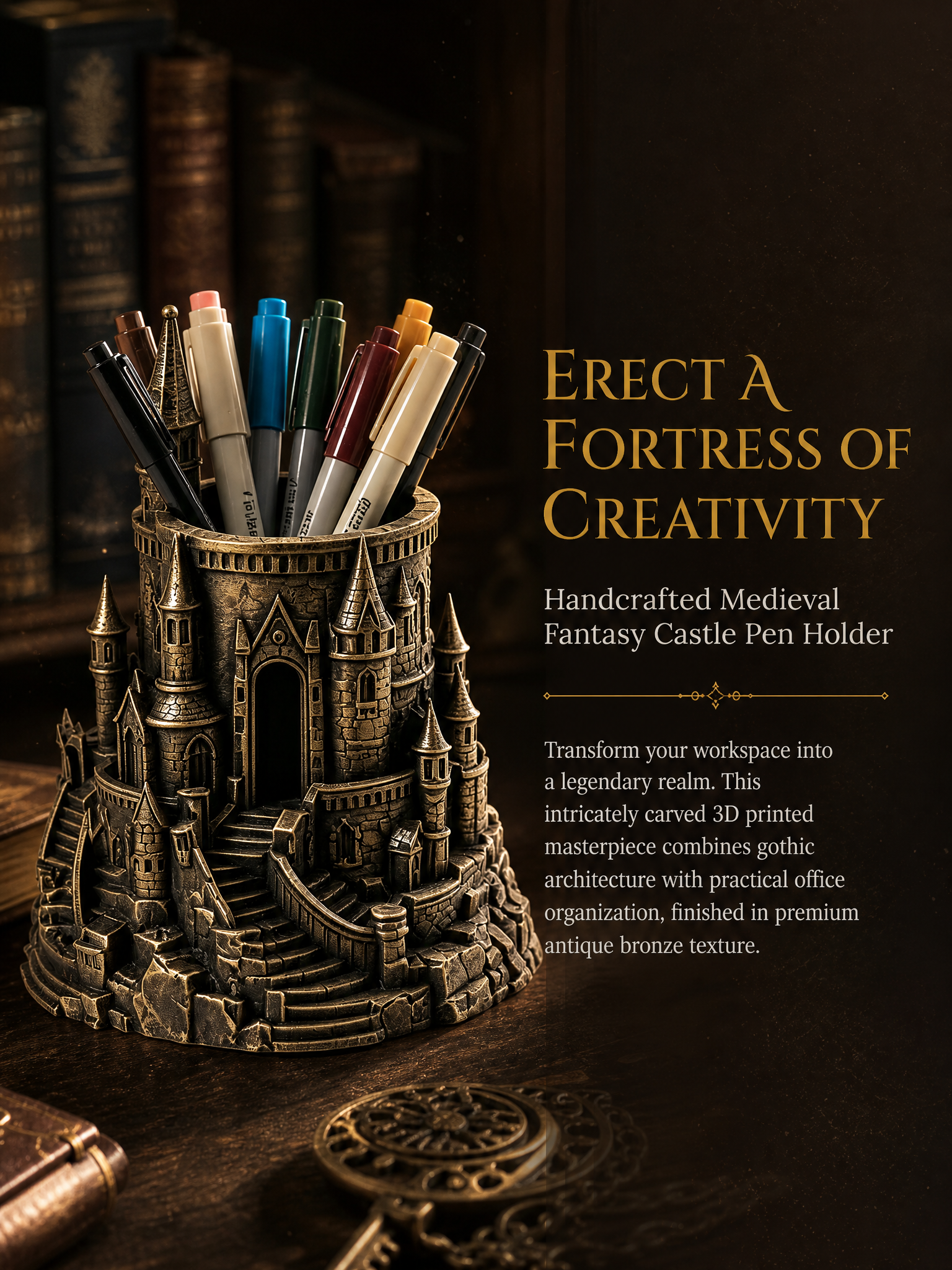 Stationery Storage 3D Printed Office Supplies Non Toxic Desktop Castle Pen Holder
