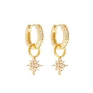 925 Sterling Silver Mini Starburst Pave CZ Huggie Earrings with Fast and Safe