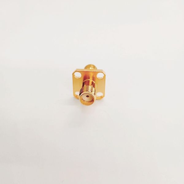 4 Holes Flange RF Adapter SMA Female to Female DC-18GHz Gold-Plated Brass