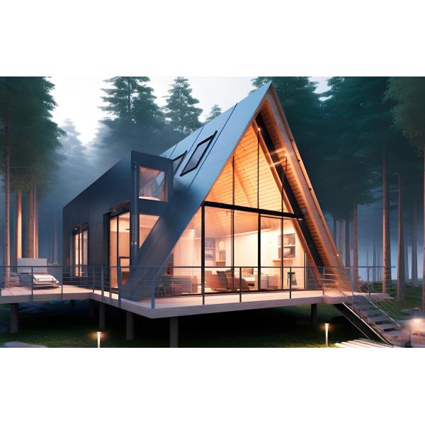 Une maison triangulaire sur un arbre combinée en une maison de luxe