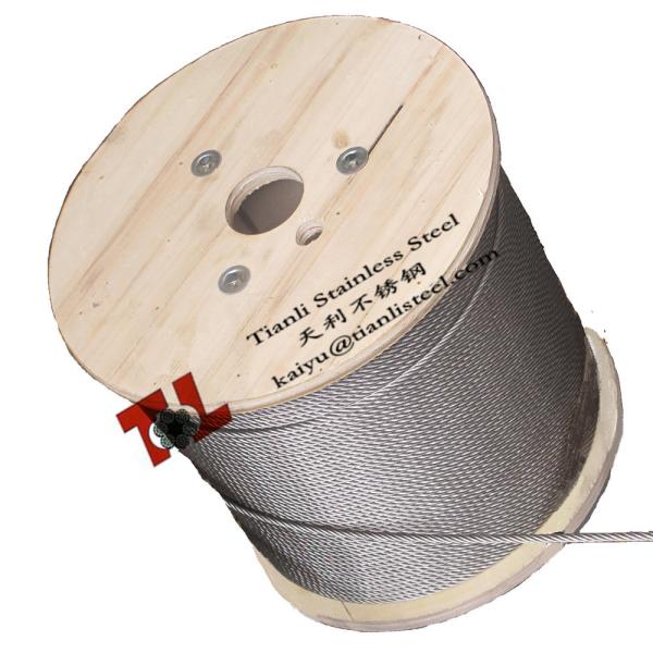 1.4401 A4 316 7x19 3/16 4.76mm Stainless Steel Wire Rope for Communication Dead End Clamp