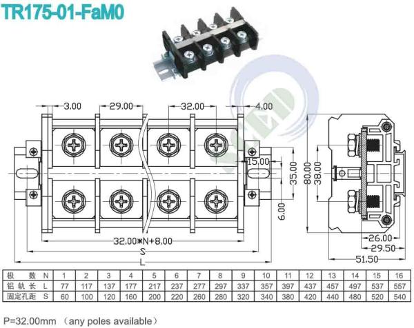 1-24 Poles Through Panel Terminal Blocks 2 To 24 Positions for and Durable Connections in Various Applications