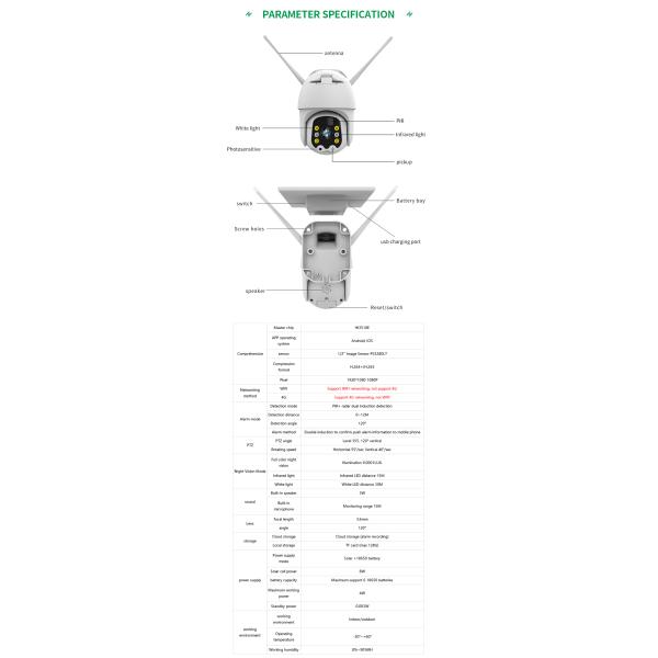 HD 1080P Mini Outdoor PTZ IP Speed Dome Solar Camera Wifi Cctv Camera Wireless Security Surveillance Mini PTZ Camera