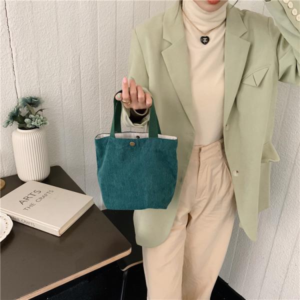 ARTSY CORDUROY BAG CASUAL PORTABLE MINI LADIES CLUTCH BAG VINTAGE CLOTH BAG BENTO BAG